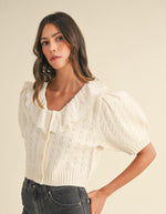 Ivory Laura Eyelet Collar Sweater