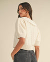 Ivory Laura Eyelet Collar Sweater