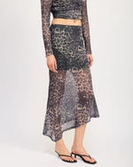 Asymmetrical Mesh Leopard Skirt