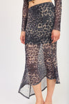 Asymmetrical Mesh Leopard Skirt