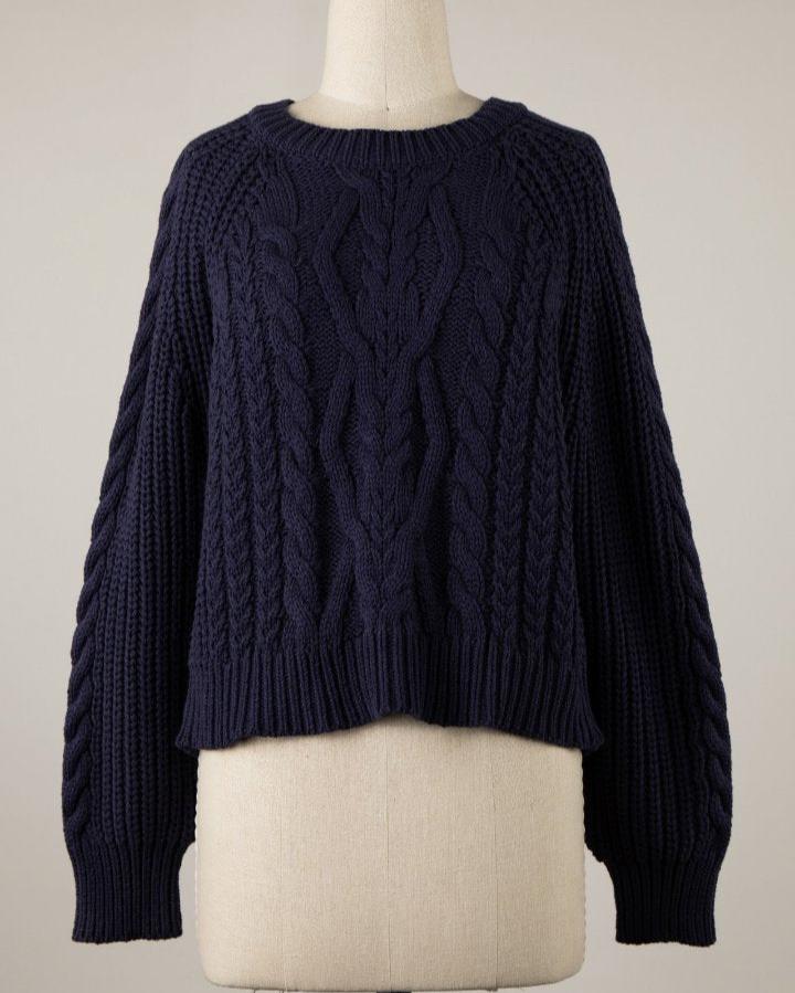 Navy Caspian Fisherman Sweater