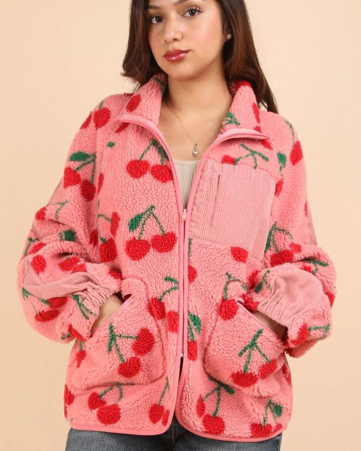 Pink Cherry Fleece Jacket