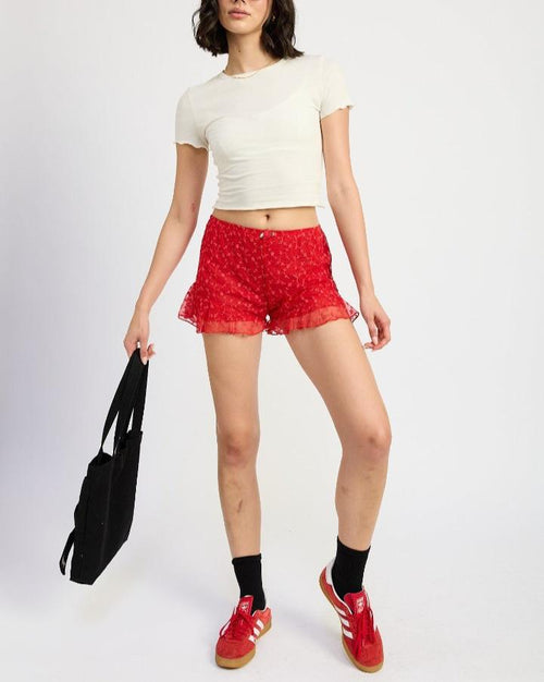 Red Rose Ruffle Bloomer Shorts