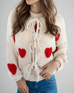 Front tie heart cardigan