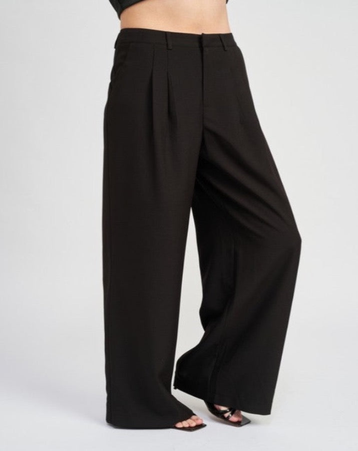 Black J.C. Pleat Pant