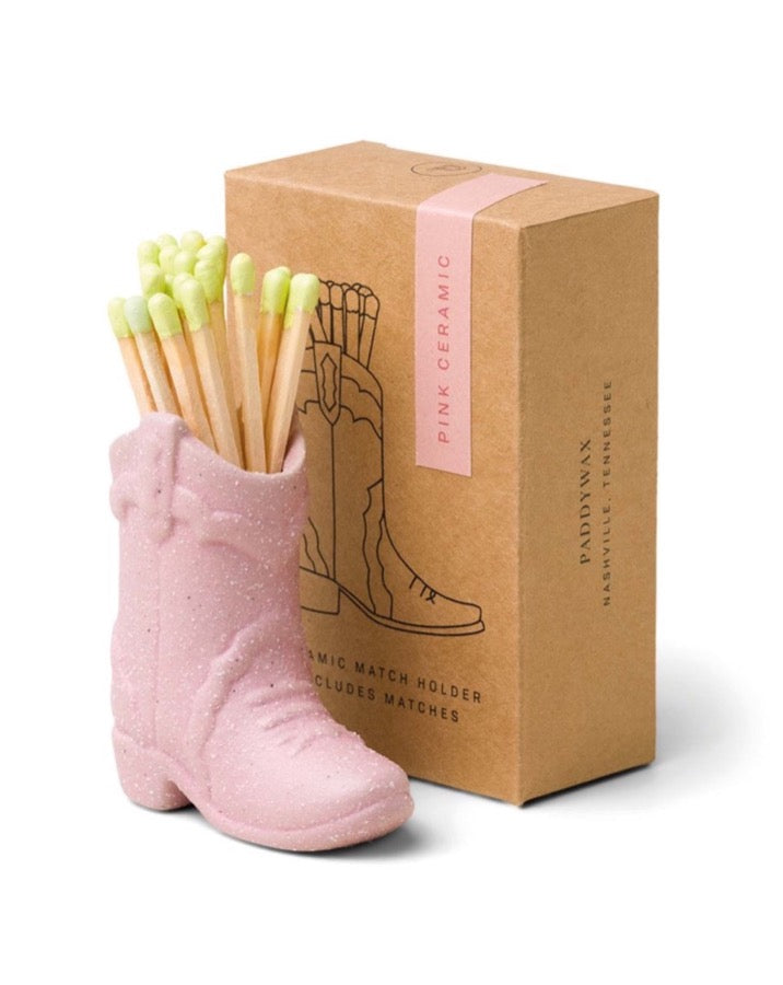 Pink Cowboy Boot Match Holder