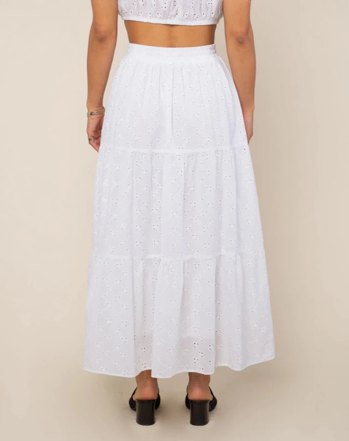 Tiered Eyelet Maxi Skirt